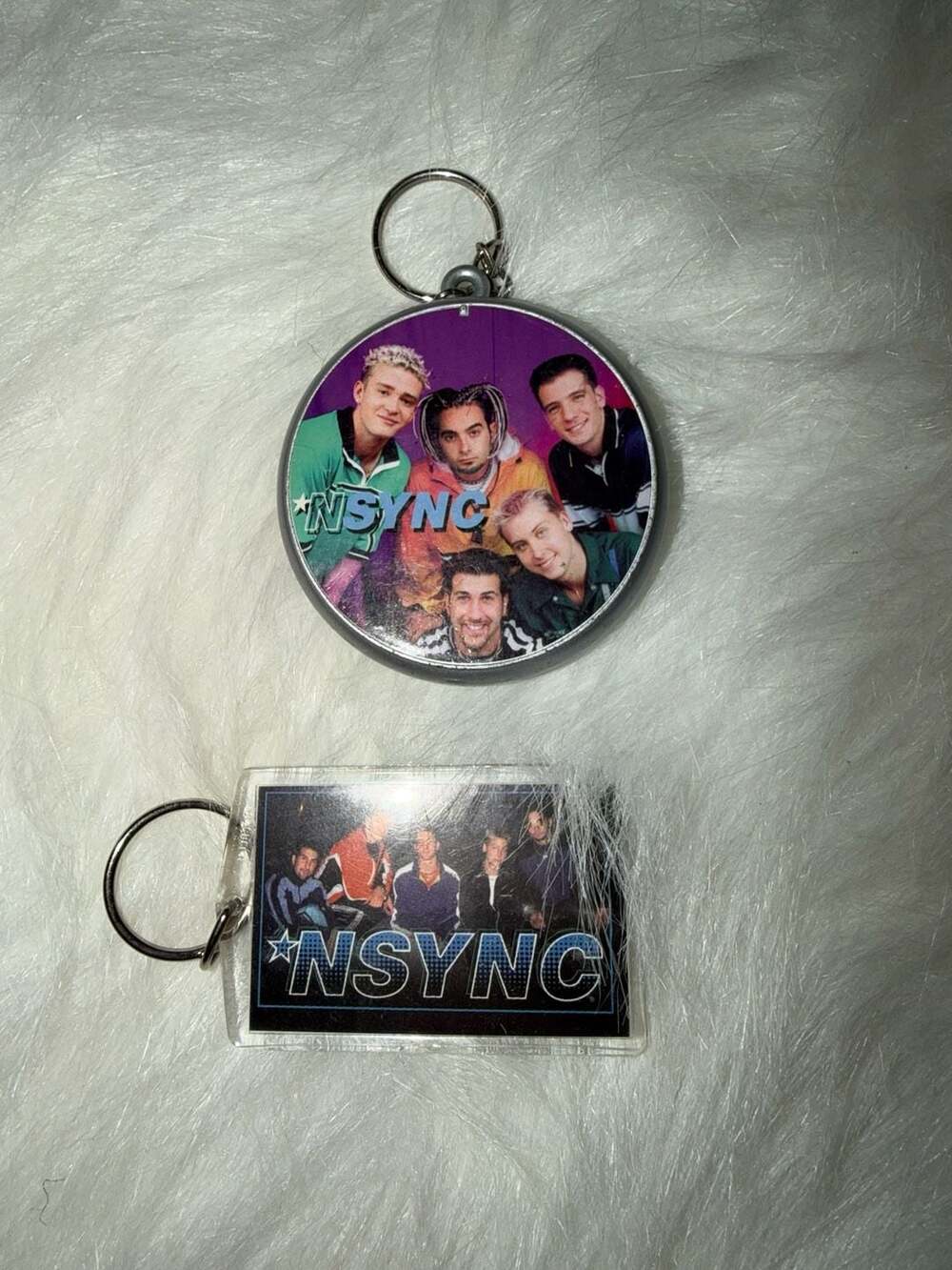 Vintage 1999 *NSYNC Musical Keychain and Logo Keychain Set